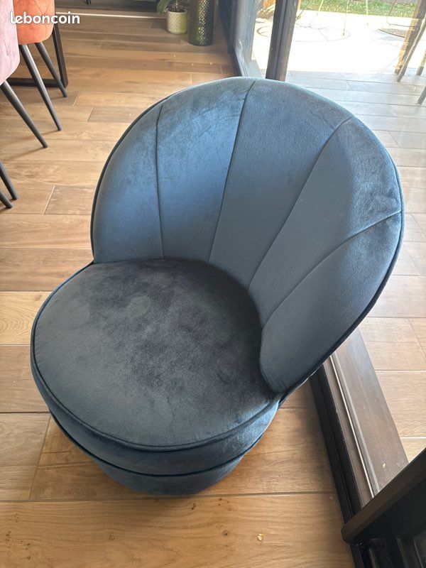 Fauteuil bleu canard (image 2)
