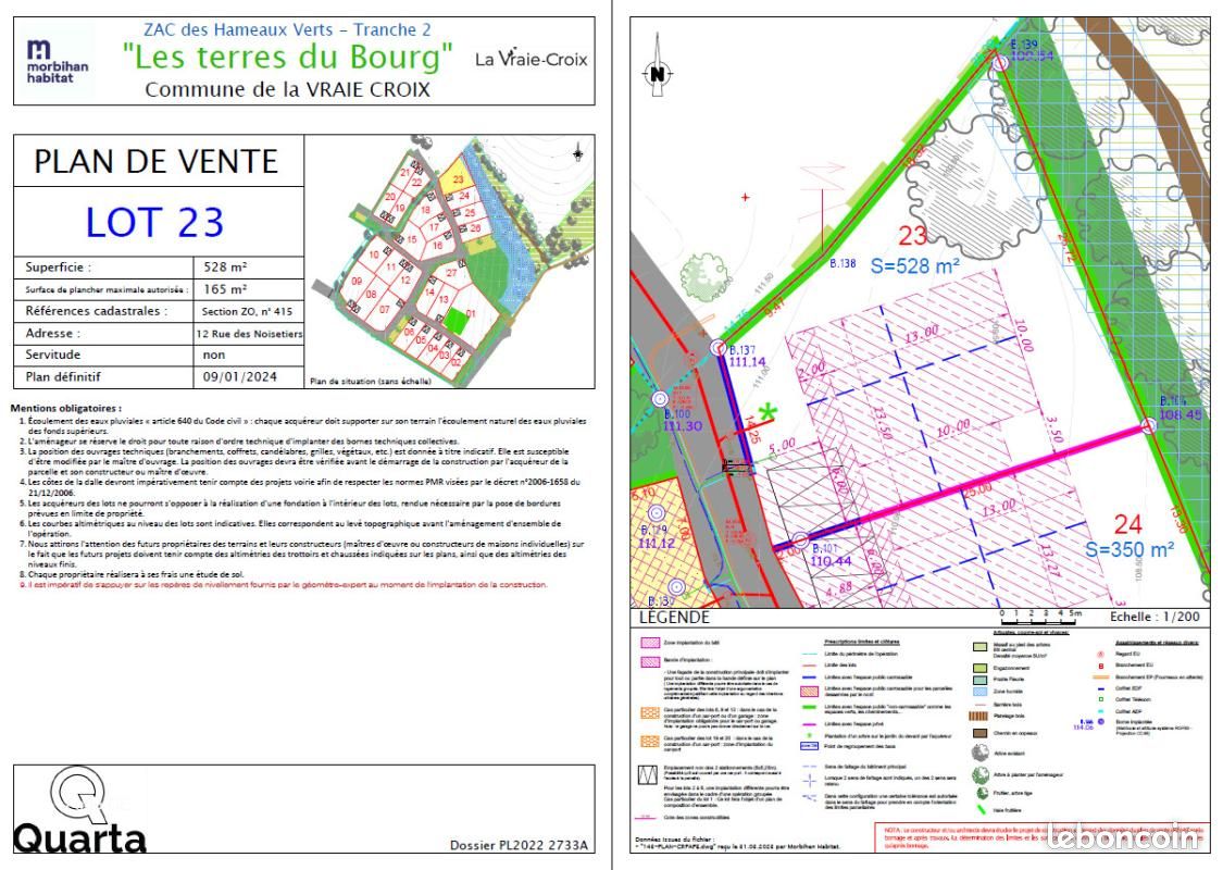 Terrain 528 m² La Vraie Croix · à La Vraie-Croix · 66 000 €