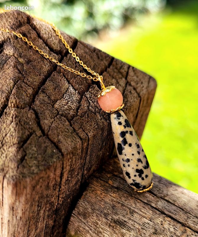 Collier drop jaspe dalmatien (image 3)