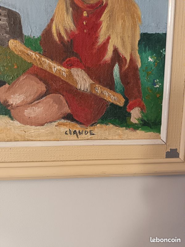 Tableau Vintage "Enfants Poulbot" – Peinture sur toile signée Claude (image 3)