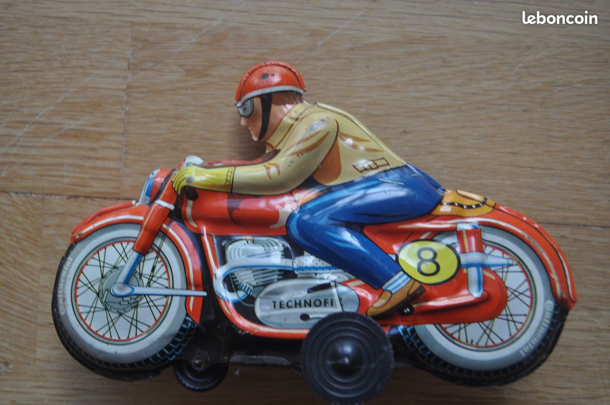 JOUET MECANIQUE, Trick Motorcycle « GE 255 », Technofix , tôle - Collection