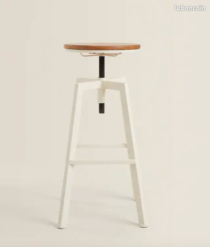 Tabouret rotatif bois et métal (image 1)