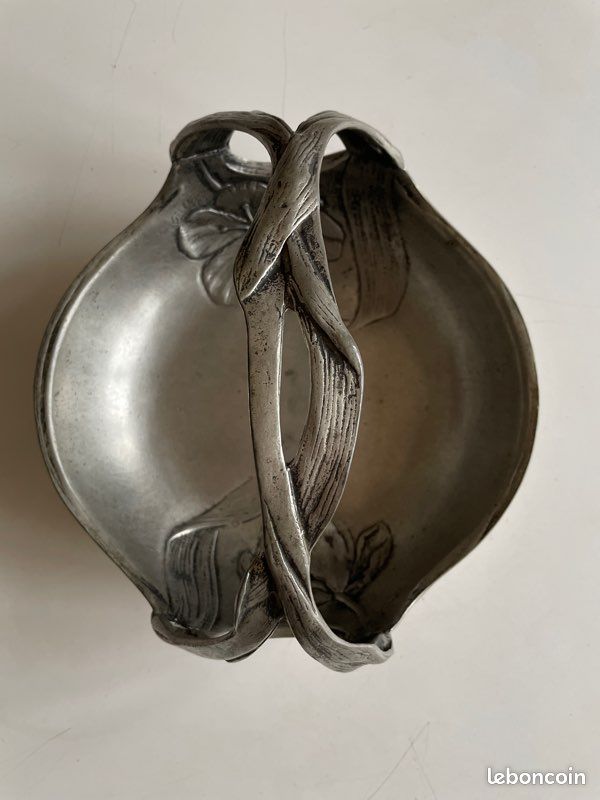 Coupe Ou Bougeoir En étain – Art Nouveau, Avec Anse, Marron (occasion)