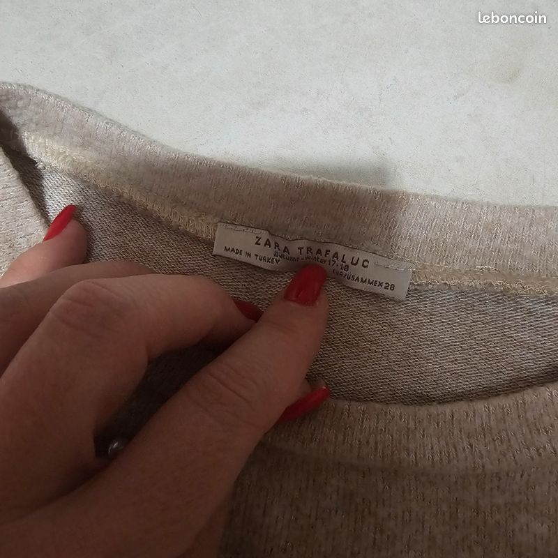 Pull Zara Perlé - Taille M/L - Couleur Beige - Très Bon état Occasion