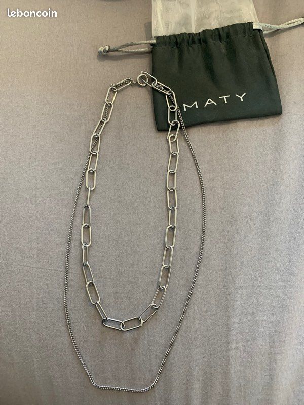 Collier acier double rang neuf (image 1)