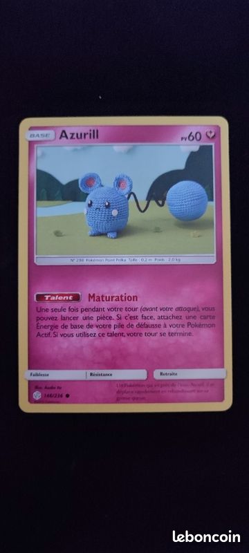 Carte pokmon franaise officielle Azurill 146/236 srie clipse cosmique crateur Asako Ito - Collection Carte pokmon franaise officielle Azurill 146/236 srie clipse cosmique crateur Asako Ito - Collection