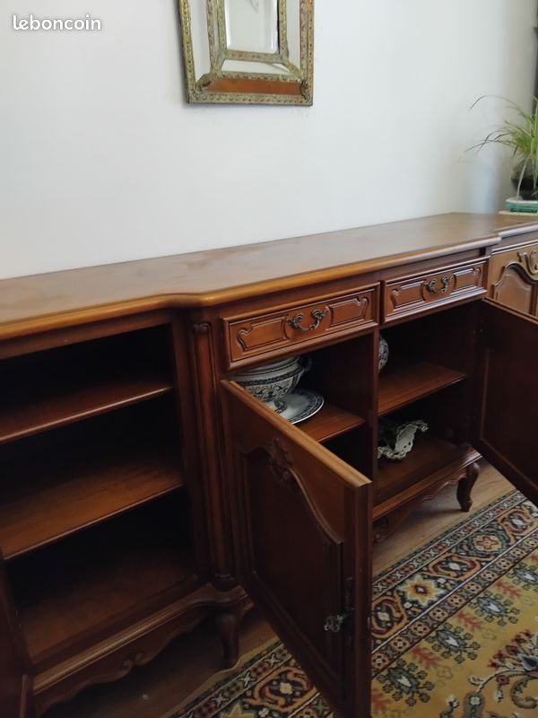 Buffet 2 Portes 2 Tiroirs Merisier 2 Niches L 82.4 H 77.2 P 41 cm - Beaux Meubles Pas Chers