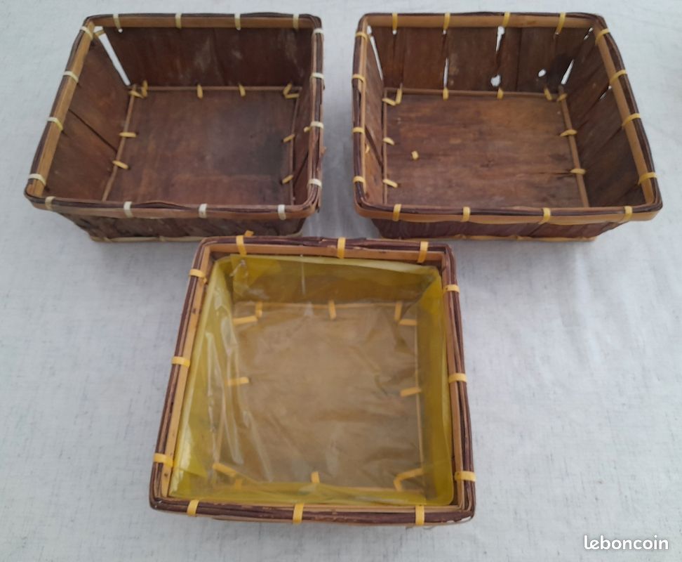 Lot de 6 paniers décoratifs (bois, bambou) (image 5)