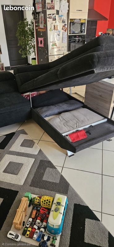 Canapé d'angle avec lit extensible et espace de rangement (image 1)