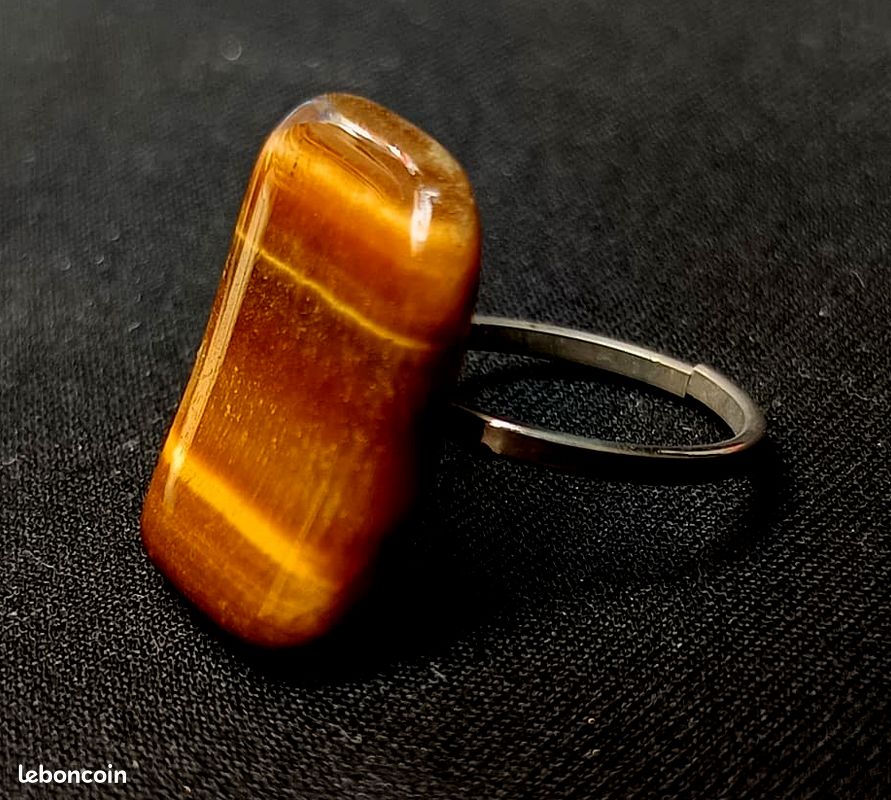 Bague ajustable en pierre naturelle Oeil de Tigre (image 1)