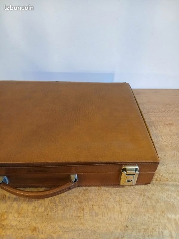 Toile-café - Mallette de voyage en toile et cuir véritable pour homme