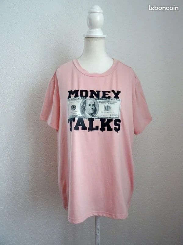 T-shirt en coton rose pastel Mafiacore Gangstacore Y2K - M à XL (image 1)