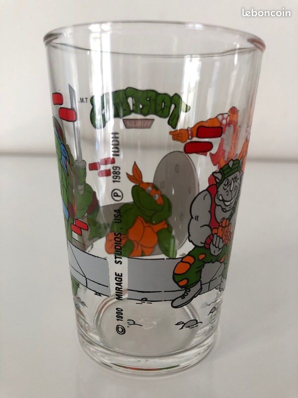 4 Verres à Moutarde Amora Collection Tortues Ninja - Vintage 1990 - En Parfait état