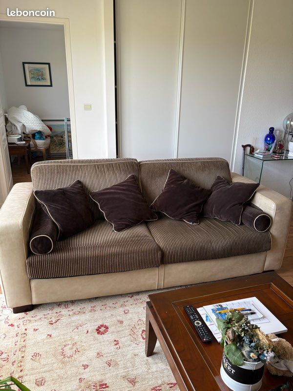 Canapé cuir velour (image 1)