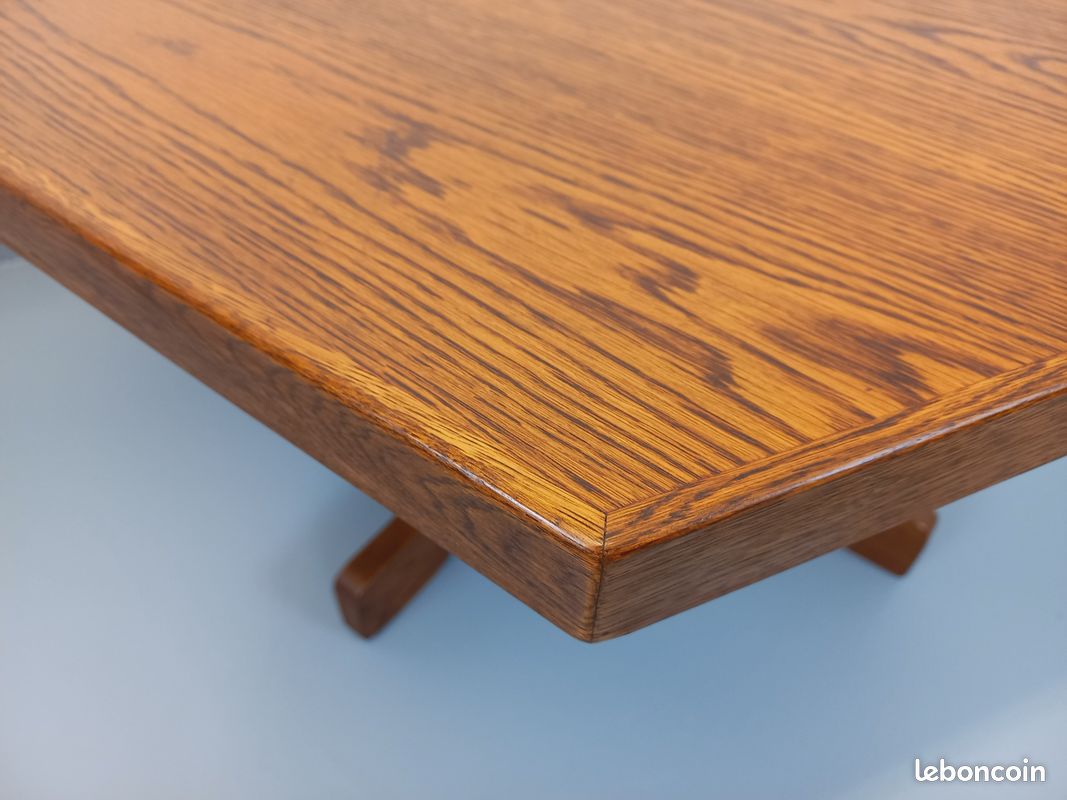 Table à manger hexagonale vintage des années 80 en bois de chêne (image 8)