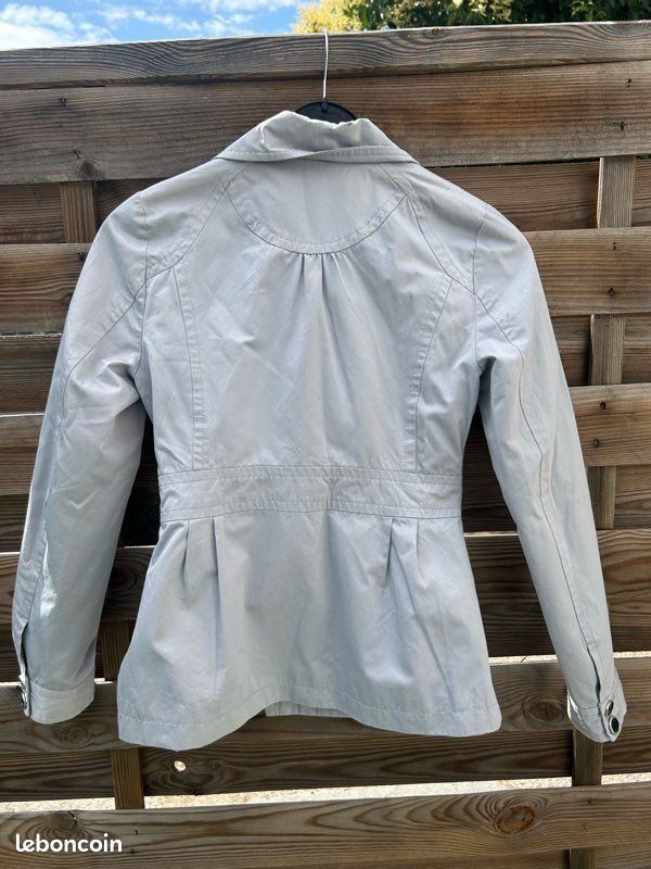 Veste Courte Trench Court Cache Cache Femme Gris Clair (Taille