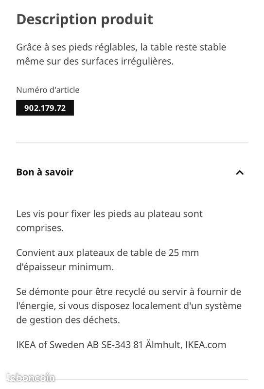 Pieds de table x4 ADILS IKEA (image 7)
