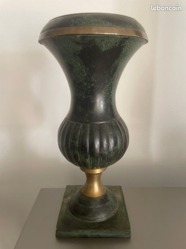 Superbe vase Médicis balustre neo-classique ancien 31 cm bronze (image 1)