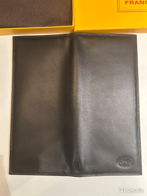 Porte chéquier cuir de vachette noir (image 4)