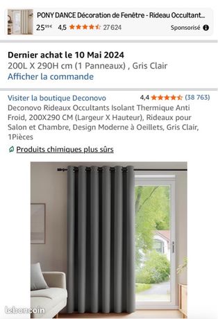 Rideau Occultant PONY DANCE Gris - Lot 1 Panneau 210x132 Cm, Polyester, œillets