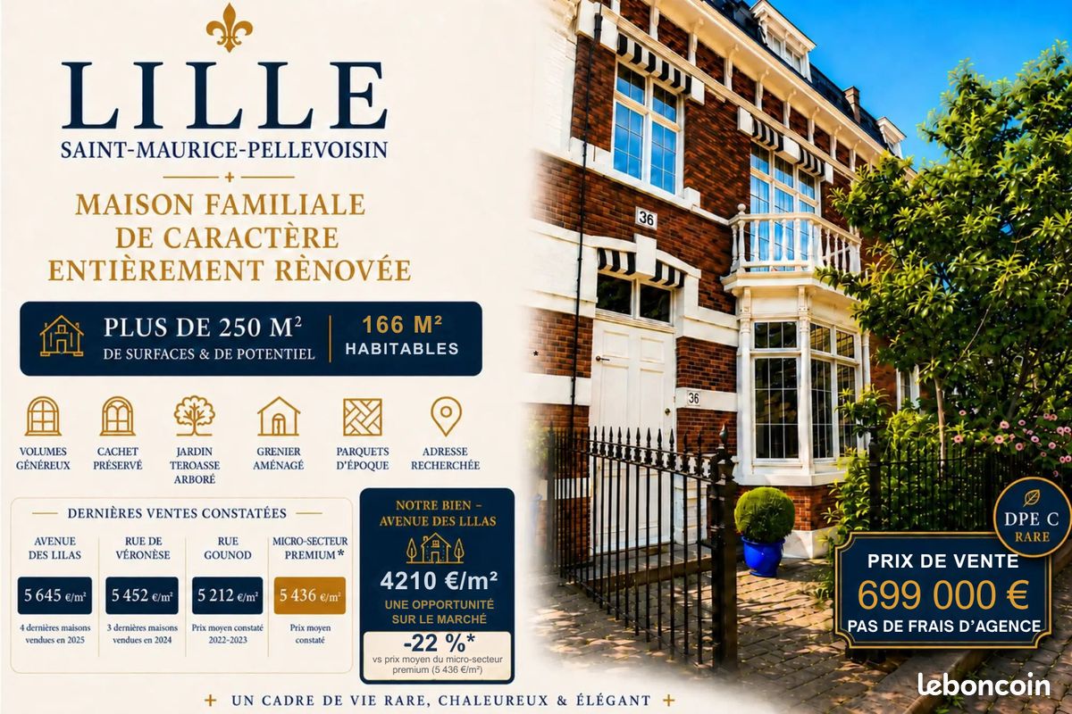 Maison 8 pièces 166 m² · à Lille · 166 m² · 699 000 €