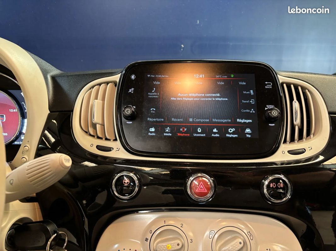 FIAT 500 1.2 69ch 69 LOUNGE - 2019 - 38 000 km - CarPlay - Cabriolet (image 13)