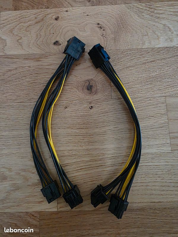 Câbles adaptateur d'alimentation PCIe 8 broches vers double 8 broches (image 1)