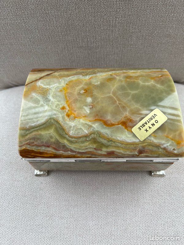 Boîte à Bijoux En Onyx Véritable - Pièce Unique Vintage