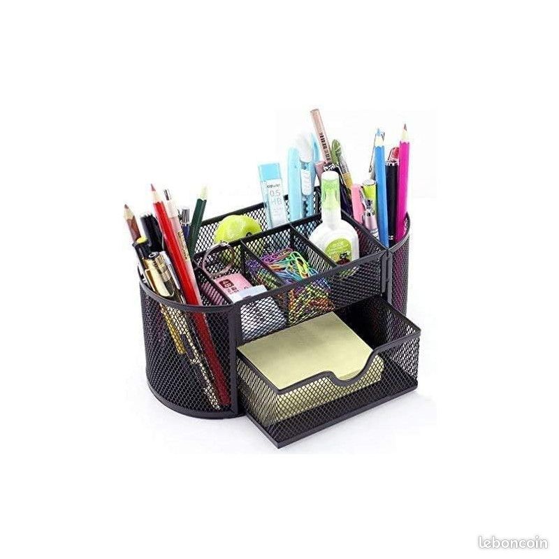 Organiseur de bureau - 9 compartiments - Métal - Noir - Pour le bureau (image 4)