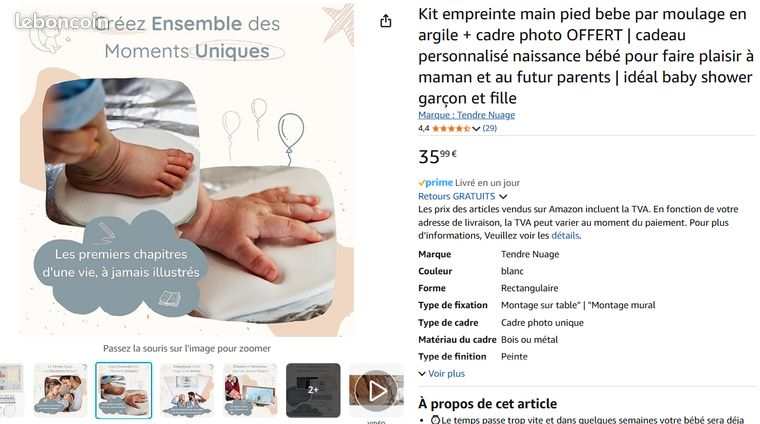 Kit Empreintes Main/pied Bébé Avec Cadre Photo Offert – Moulage Argile, Personnalisation Prénom – Cadeau Naissance Original