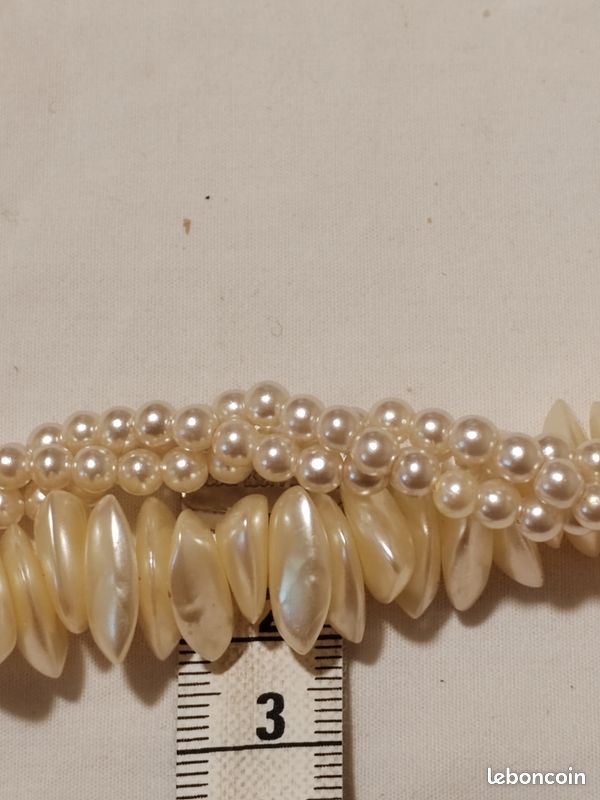 Joli collier vintage en perles torsadé et perles pastel nacré (image 10)