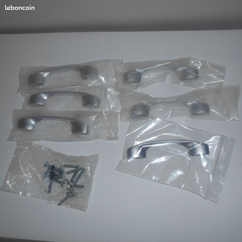 4 Poignées commode en métal chromé gris mat (image 4)