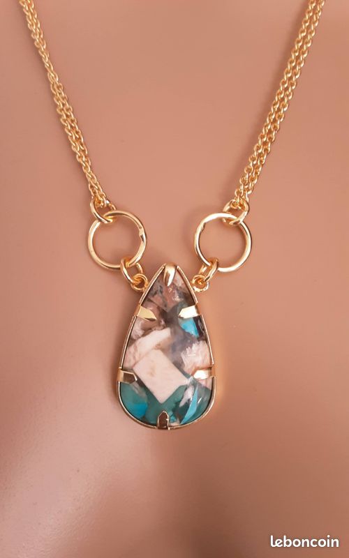Collier en pierre naturelle turquoise huitre (image 5)