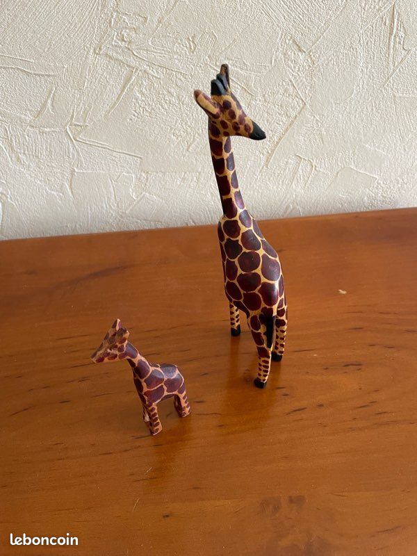 Girafe et girafon en bois (image 2)