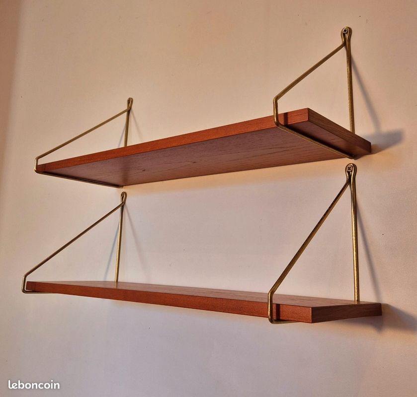 Paire d'étagères en teck, Vintage Scandinave 1960s (image 6)