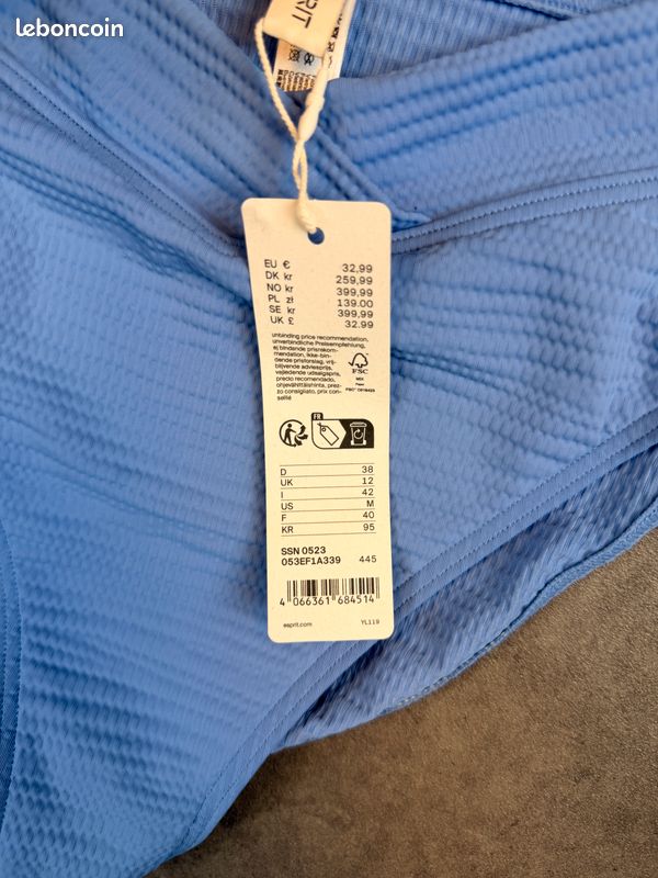 Bas de maillot de bain Esprit femme bleu taille 40 / M neuf avec étiquette (image 3)