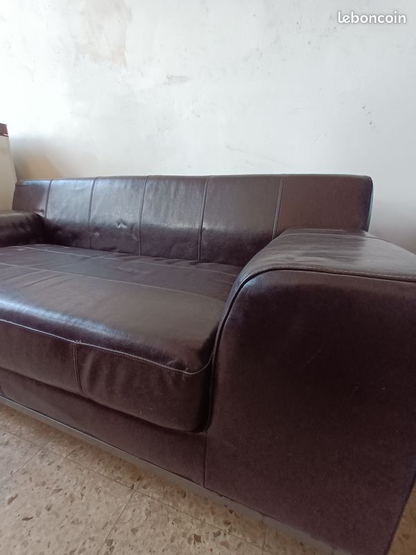 Canape cuir marron (image 2)