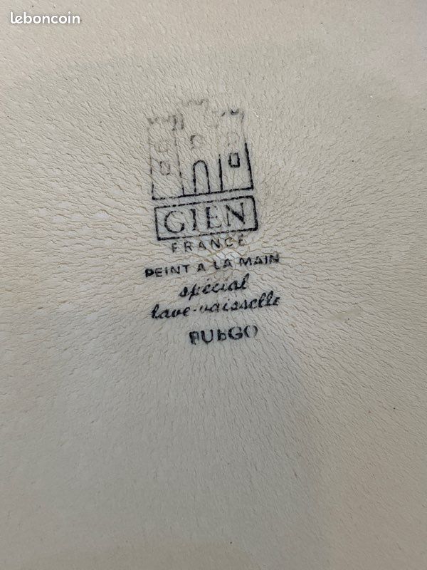 Service vaisselle vintage Gien France – peint main – 10 pièces – (image 2)