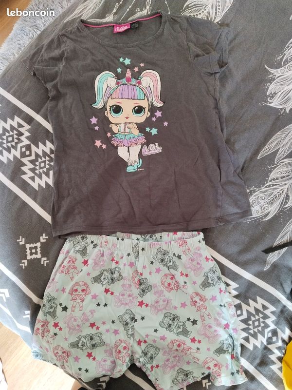 Pyjama short tee shirt lol 10 12 ans (image 1)