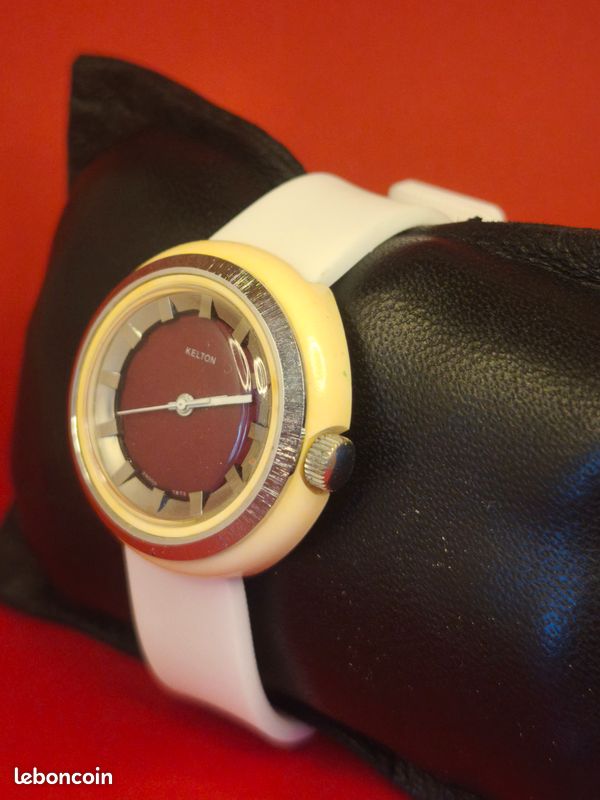 Montre vintage Kelton Pop"fun timer" (70's) cadran bordeaux, révisée & fonctionnelle (image 3)