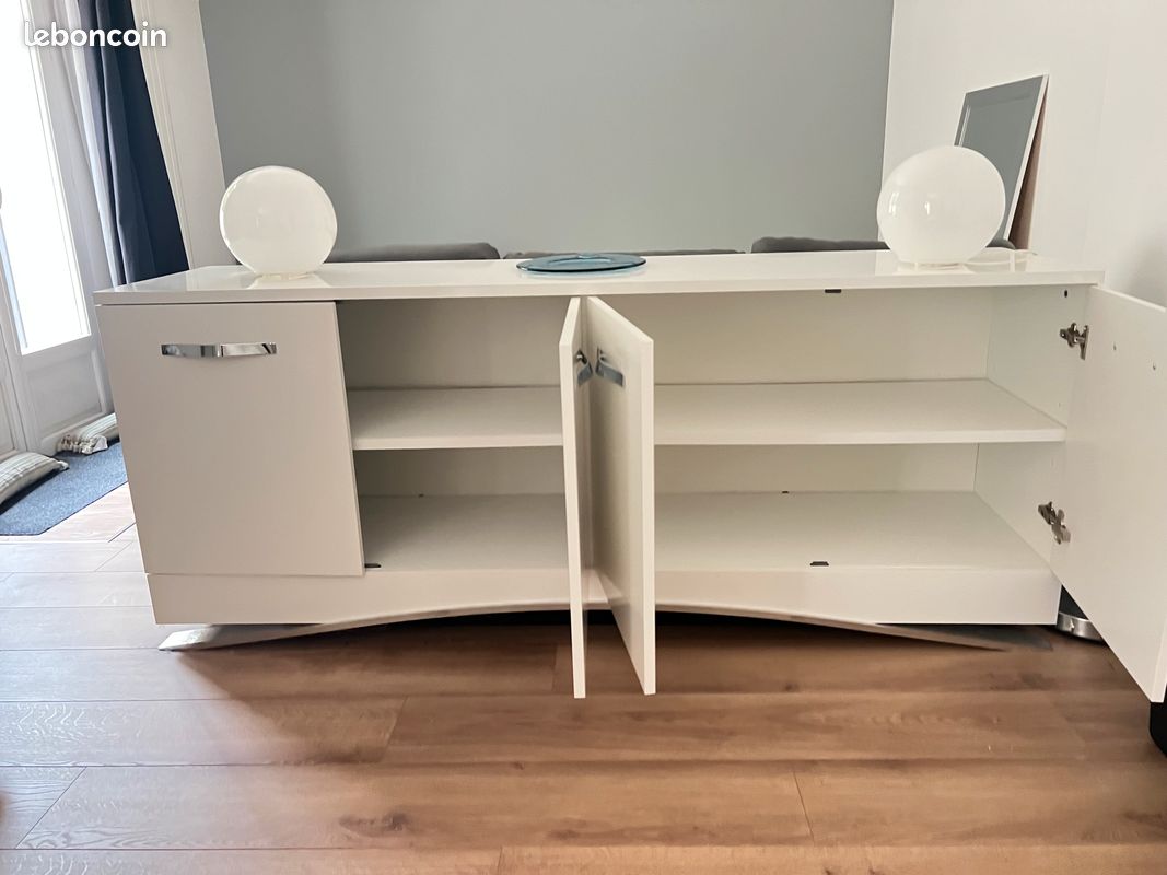 Buffet / meuble de rangement blanc laqué – design moderne (image 5)