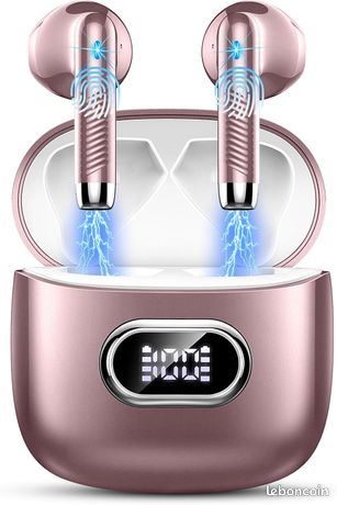 OYIB AI Ecouteur Traducteur Instantané Avec Traduction Audio Et Vidéo, 50H Ecouteur Traducteur Instantané Avec 164 Langues/7 Modes De Traduction, 3 En 1 Oreillette Traduction Pour Affaires/Études Rose