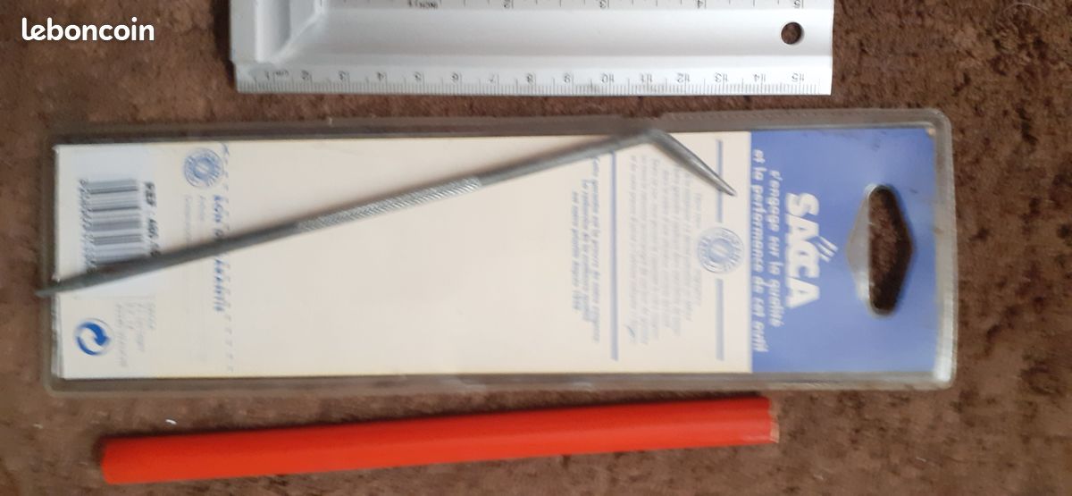 Lot 4p/ équerre angle avec niveau 15cm/ réglet 15cm/ pointe à tracer/ crayon/1/ (image 5)