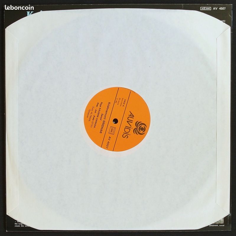 Krishnamurti SRIDHAR - Raga Kaushik Kanada • LP Auvidis FR-1974 • Disque Vinyle 33T (image 3)