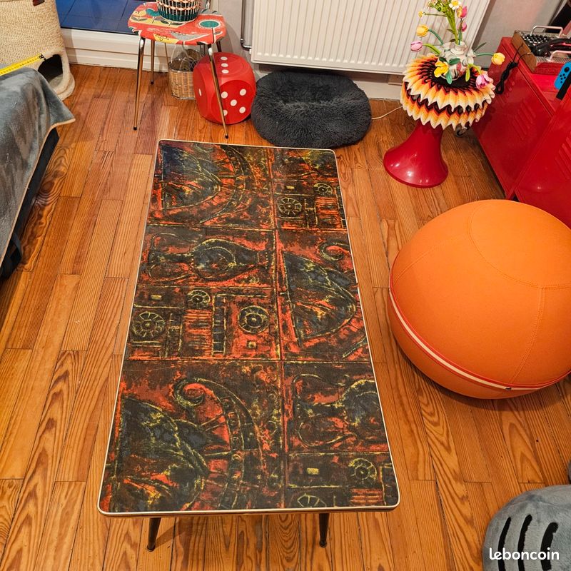 Table basse vintage année 60 pieds compas (image 7)