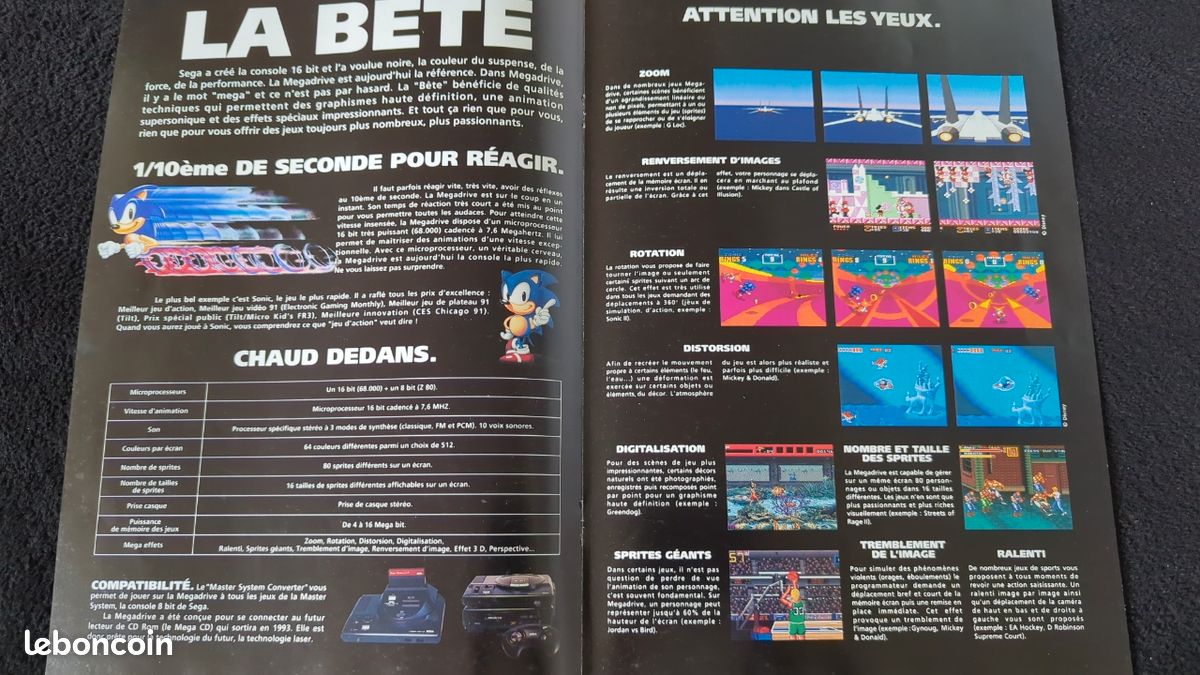 SEGA Megadrive dépliant publicitaire 4 pages - French - 1992