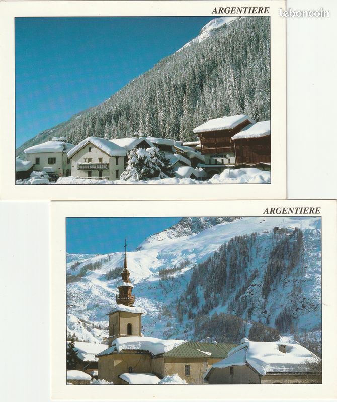 Argentiere - 2 cartes postale - Collection Marie-Sophie - Le vilage d'Argentière - Le glacier d'Argentière et les pistes de Logan (image 1)