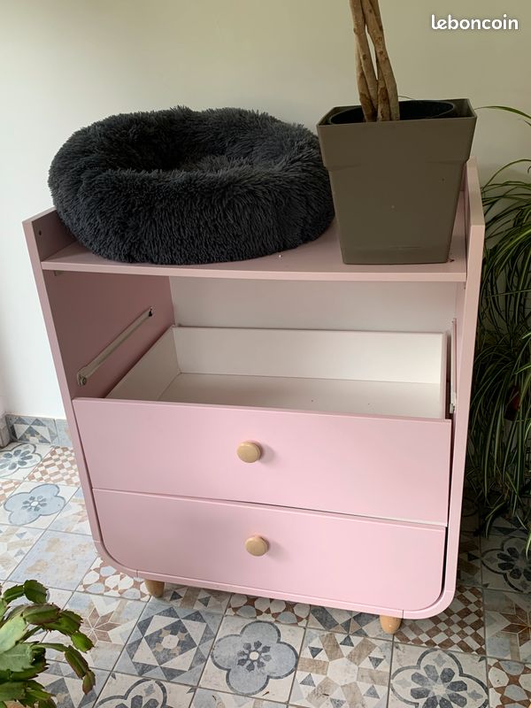 Meuble à langer bébé rose (image 1)