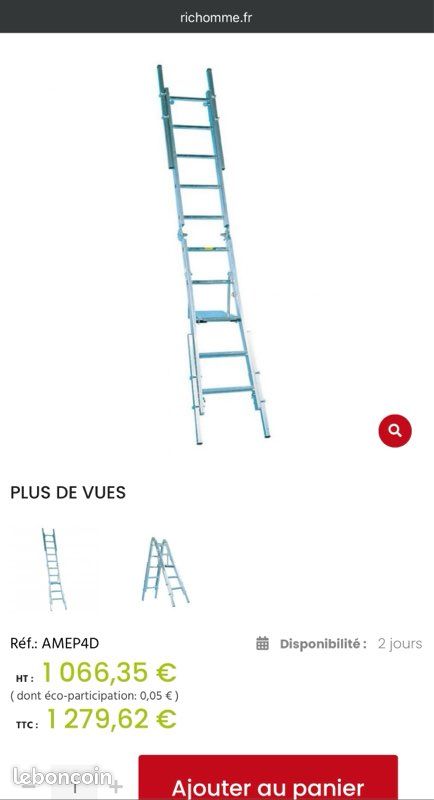 Marche pied escabeau échelle pliante télescopique travail dans escalier richomme (image 4)