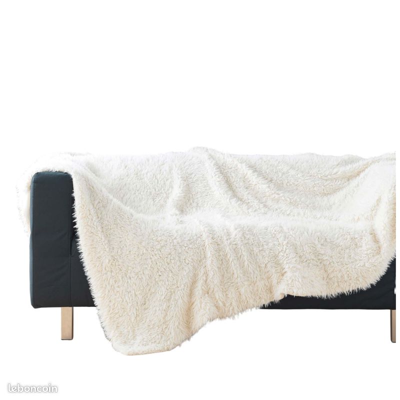 Plaid effet peluche et polaire 220 x 240 cm Nuage (image 1)